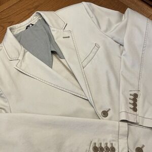 Vtg LL Bean Casual Sport Coat Mens 44 Cotton Twill Top Stitching Script Tag Y2K